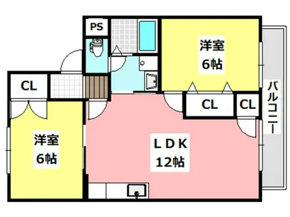 エレガンツァカーサ(2LDK/2階)の間取り写真