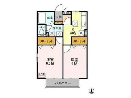 ラ・グラシューズI(2K/2階)の間取り写真