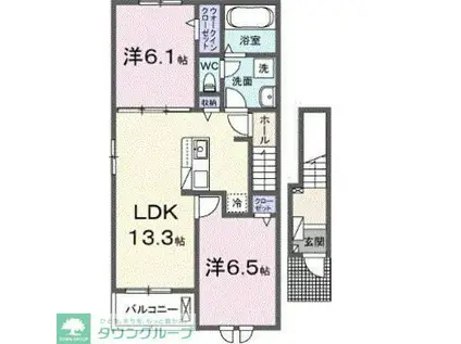 ウィステリア(2LDK/2階)の間取り写真