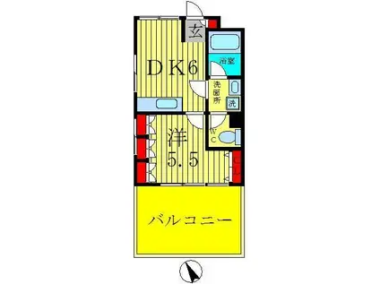 神谷レジデンス(1DK/4階)の間取り写真