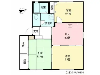 ストーク2番館A(3DK/1階)の間取り写真