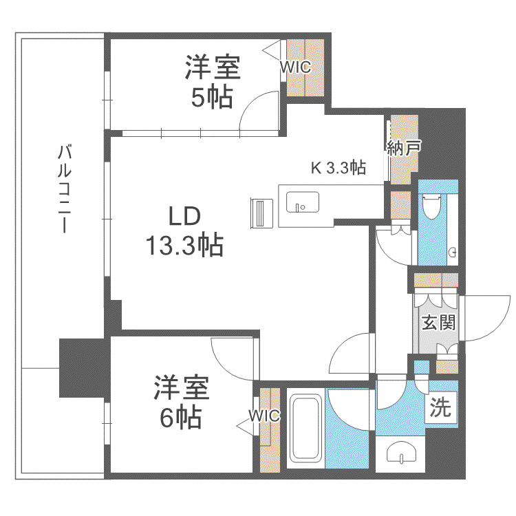 ONE札幌ステーションタワー(2LDK/32階)の間取り写真