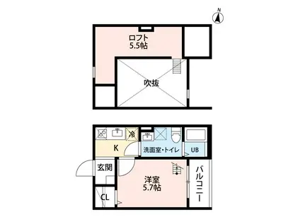 PASTOSO K (1K/2階)の間取り写真