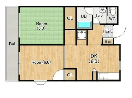 ジーライズ北田園(2DK/2階)の間取り写真