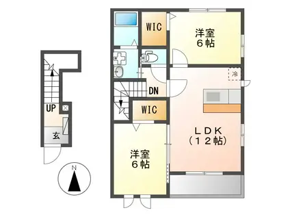 メゾンフクタ Ⅱ(2LDK/2階)の間取り写真