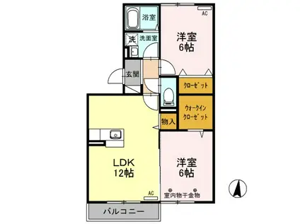 プリモディーネB(2LDK/3階)の間取り写真