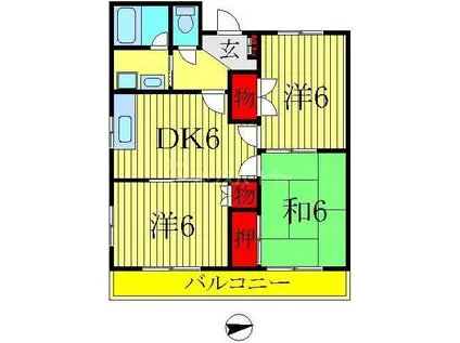 メゾンドルフラン(3DK/1階)の間取り写真