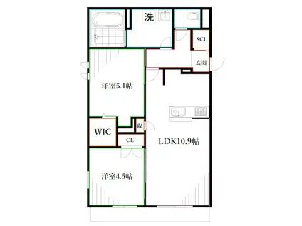 GRACEFUL RESIDENCE(2LDK/1階)の間取り写真