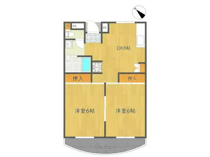 ダイワマンション(2DK/2階)の間取り写真