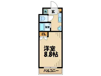 カレッジスクエア多摩(1K/1階)の間取り写真