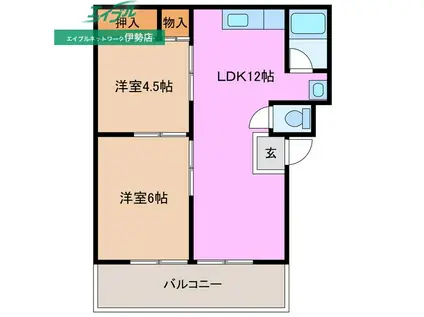 富士ハイツ(2LDK/2階)の間取り写真