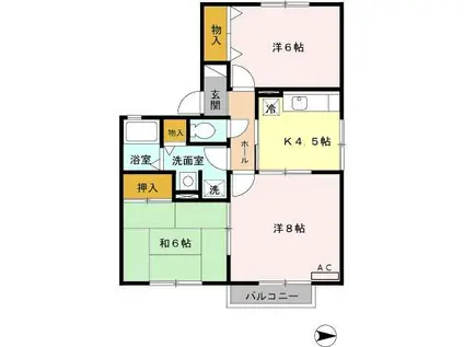 コーポビューラーII(3K/1階)の間取り写真