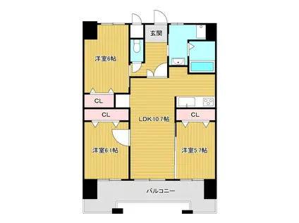 グランエスパシオ浅野(3LDK/13階)の間取り写真