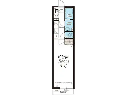 マサジコート(1K/1階)の間取り写真