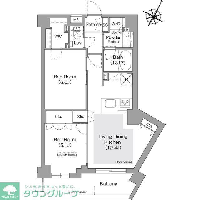 コンフォリア・リヴ文京護国寺(2LDK/4階)の間取り写真