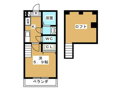 CASA K(1K/2階)の間取り写真