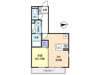 ヴィクトワールH1(1DK/1階)の間取り写真