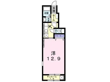 リヴ フリーリ II(1K/1階)の間取り写真