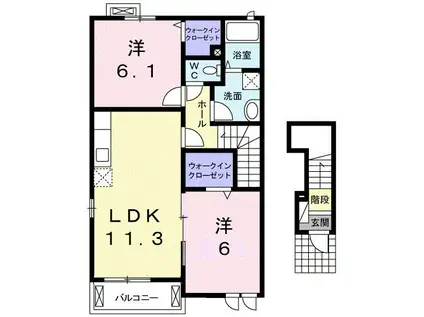 リバーサイド川島A(2LDK/2階)の間取り写真