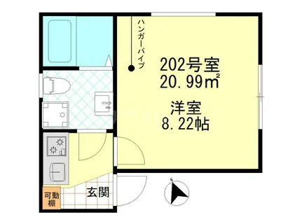 ノーブル四ツ木(1K/2階)の間取り写真