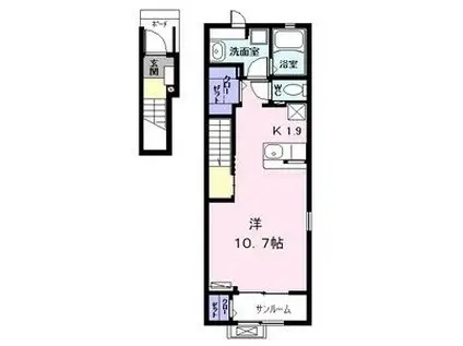 メゾン・ド・モリタIII(ワンルーム/2階)の間取り写真