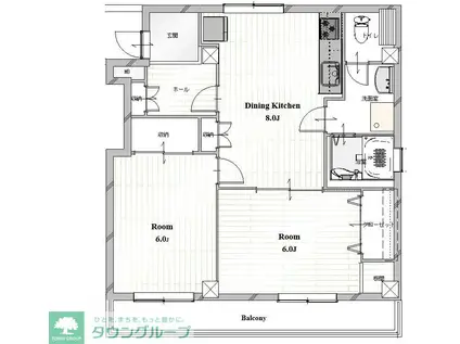 勝どき第3関根ビル(2DK/6階)の間取り写真