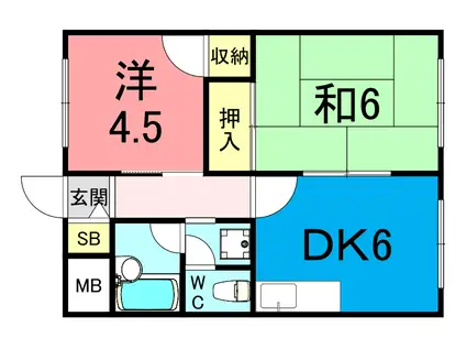 橋本マンション(2DK/5階)の間取り写真