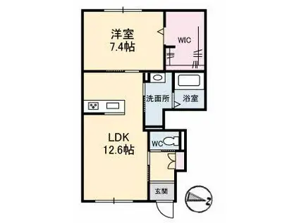 グリシーナ(1LDK/1階)の間取り写真