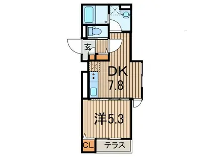 ホワイトライン(1DK/2階)の間取り写真