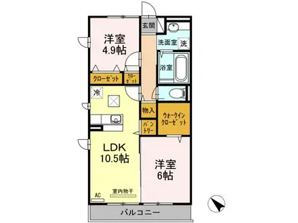 ソレイユ日吉(2LDK/2階)の間取り写真