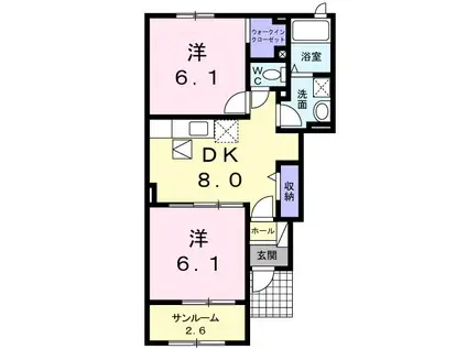 プリムローズ(2DK/1階)の間取り写真