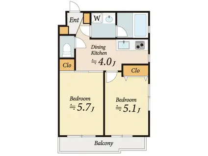モント中馬込(2DK/1階)の間取り写真