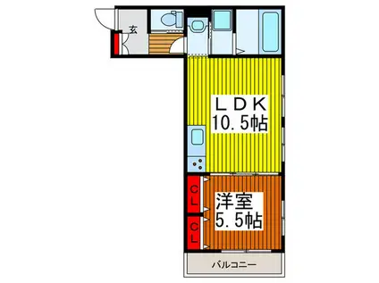 ブルージュ(1LDK/2階)の間取り写真