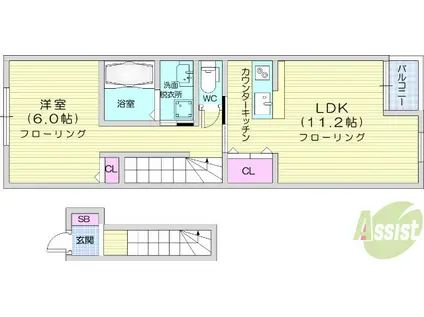 みつぼしハイツ(1LDK/2階)の間取り写真