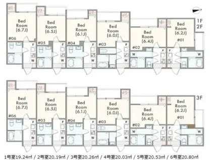 アザーレ・ソラ海老名(1K/2階)の間取り写真