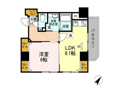 ベルテソーヤKHK(1LDK/3階)の間取り写真