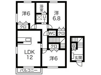 アイリス柳原A(3LDK/2階)の間取り写真