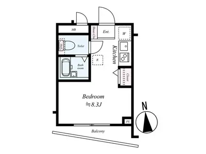 EXE 板橋 ウエスト(ワンルーム/2階)の間取り写真