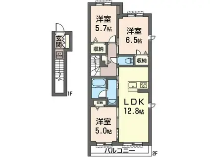 シドポルテI(3LDK/2階)の間取り写真