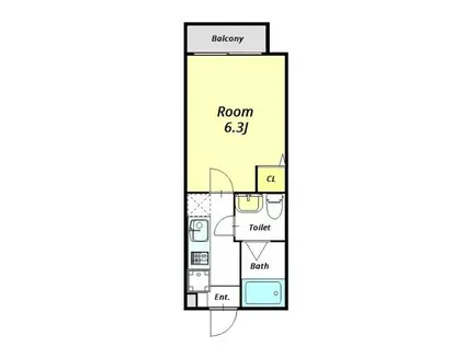 イースト FLAT(1K/2階)の間取り写真