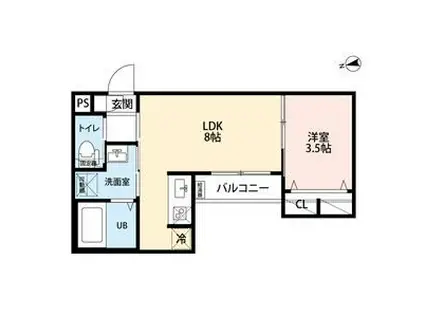 ROBOT HOME 高畑III(1LDK/1階)の間取り写真