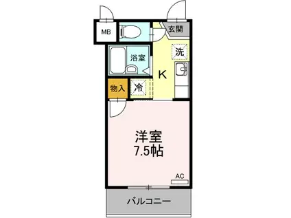 キララハイツ(1K/3階)の間取り写真