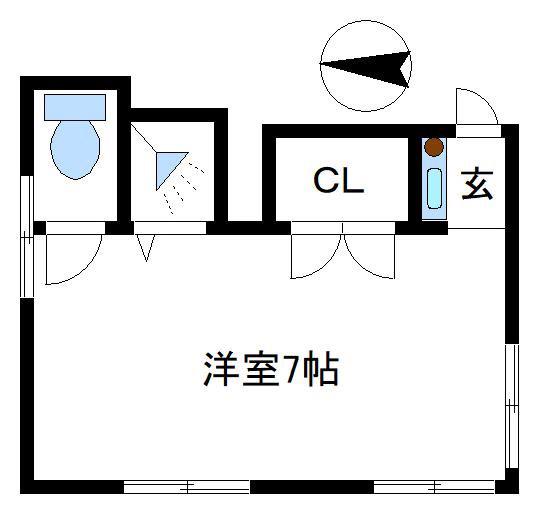 パンセC棟(ワンルーム/1階)の間取り写真