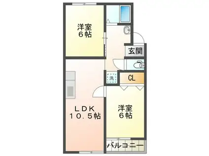 HILLS観音寺 ウエスト(2LDK/3階)の間取り写真