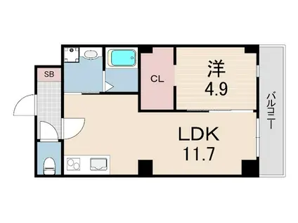 ダイワール立花(1LDK/4階)の間取り写真