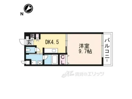 レキュリーブルー(1DK/2階)の間取り写真