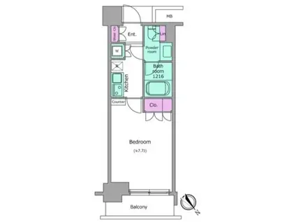 レジディア月島II(1K/4階)の間取り写真