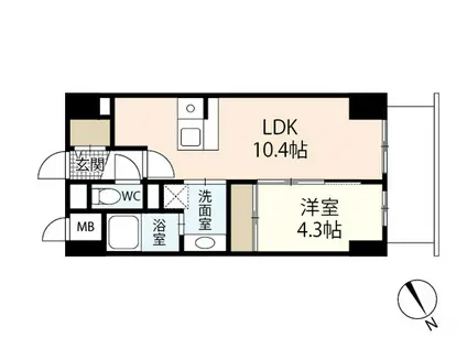 エミナール祇園(1LDK/4階)の間取り写真