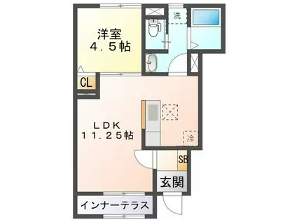リーブルファイン大治田III1号棟(1LDK/1階)の間取り写真
