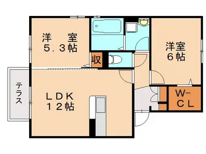 ウィット・エブリ(2LDK/2階)の間取り写真